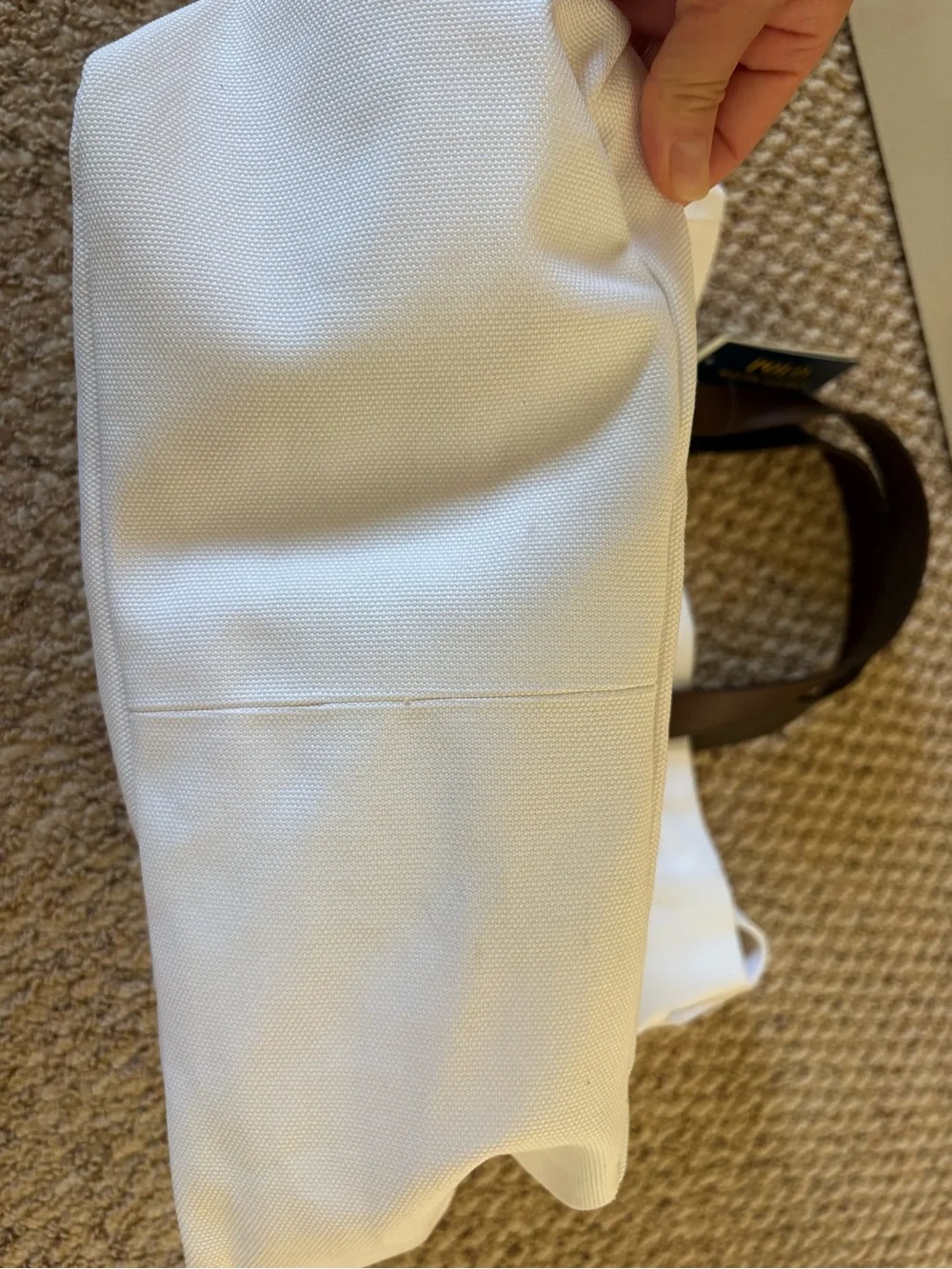 Ralph Lauren Polo Bear White Canvas Tote Bag